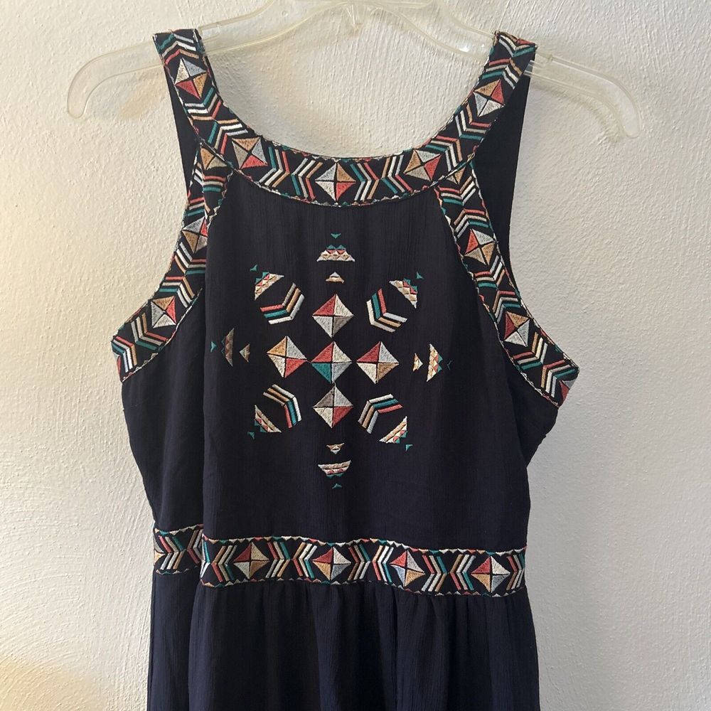 Cupcakes and Cashmere Navy Blue Sleeveless Long Sundress Rayon Open Back‎ Sz6